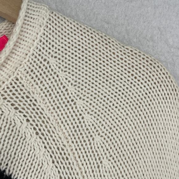 LISA TODD Sweater S Love Gear Hearts Rolled Hem Pullover Cotton Blend White - Picture 7 of 14